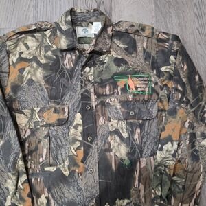 VTG Mossy Oak Camo Long Sleeve Button Up Shirt Men's Medium Logo Made in USA